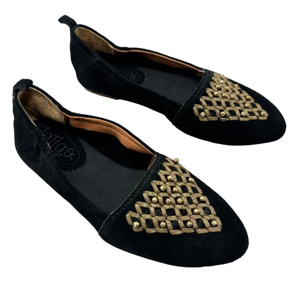 Anthropologie Latigo Unity Suede Loafer Flats 6.5 Embellished‎ Beaded Handwork - Picture 1 of 11